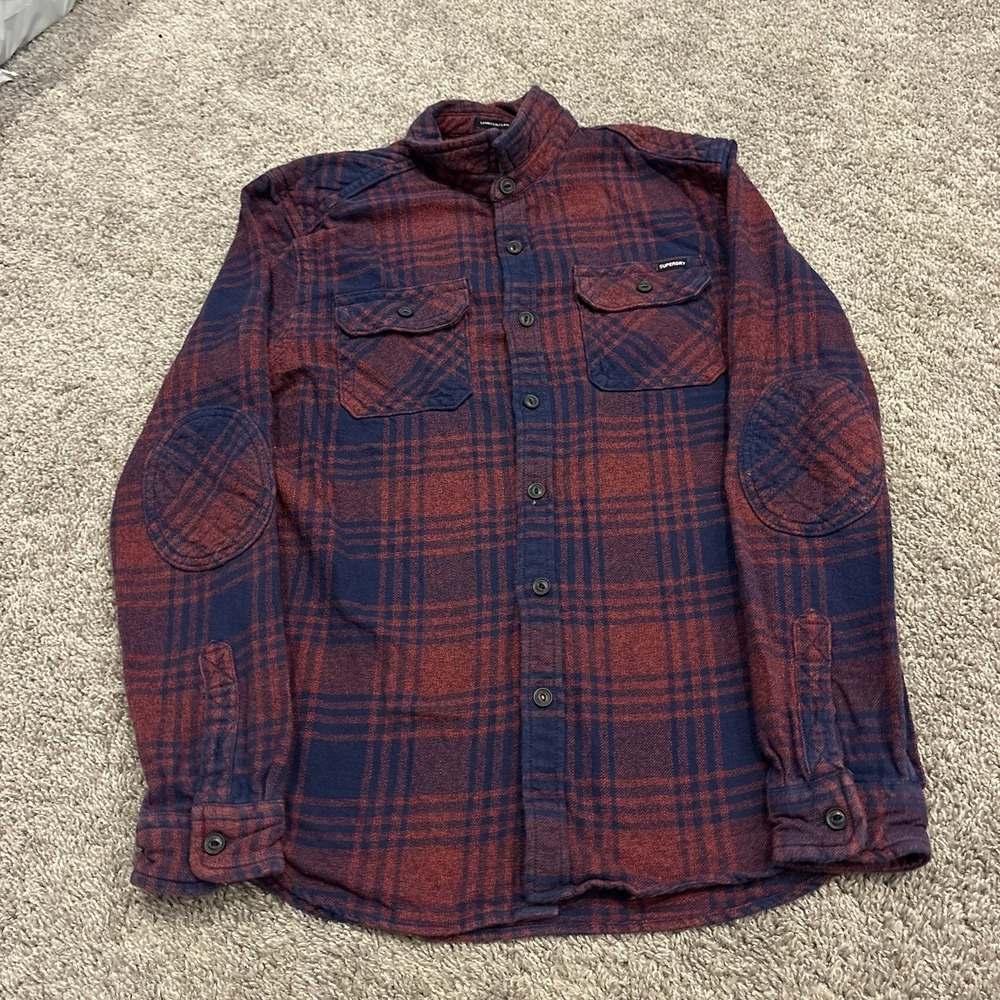 Superdry Merchant Line Superior Milled Heavy Flannel Shirt Mens Fits Large Elbow